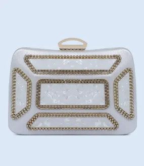 WB2499-WHITE-Women Snazzy Clutch