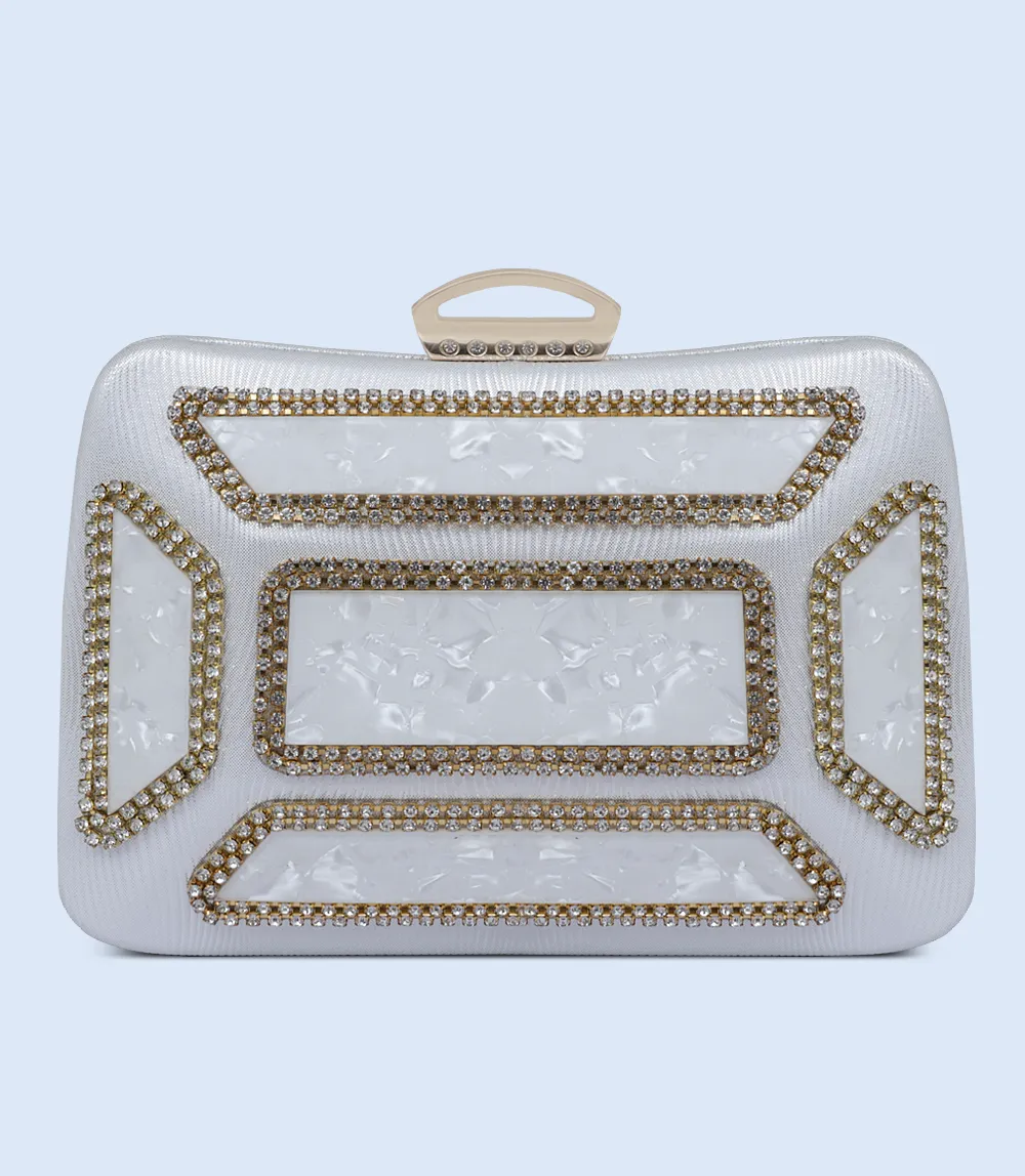 WB2499-WHITE-Women Snazzy Clutch